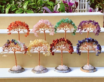 4" Natural Quartz Crystal Tree,Gemstone Tree,Chakra Tree,Tree Carving,Home Decor,Crystal Heal,Crystal Gift,Reiki Healing,Crystal Chakra