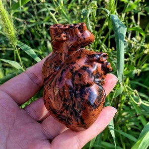 3 "natürliches rotes Obsidian-Herz, Quarzkristallherz, Herzmodell, Herzschnitzerei, Mineralprobe, Wohnkultur, Reiki-Heilung, Kristallgeschenke