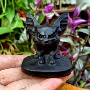 2.2&quot; Natural Obsidian Gargoyle,Quartz Crystal Gargoyle Carving,Gargoyle Statue,Mineral Specimen,Home Decor,Reiki Healing,Crystal Gifts