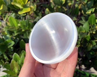 Tigela de selenita natural de 2,8 polegadas, tigela de quartzo, tigela para energização de cristais, decoração para casa, espécime mineral, chakra de cristal, cura com cristais, presentes de cristal.