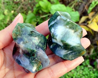 2.2" Natural Moss Agate Flame,Polished Quartz Crystal Flame,Reiki Healing,Home Decor gifts1pc