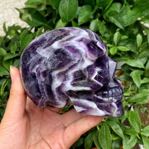 4.3&quot; Natural Dream Amethyst Skull,Quartz Crystal Skull,Skull Carving,Gem Skull,Crystal Heal,Reiki HeaL,Home decoration,Crystal Gifts 1PC