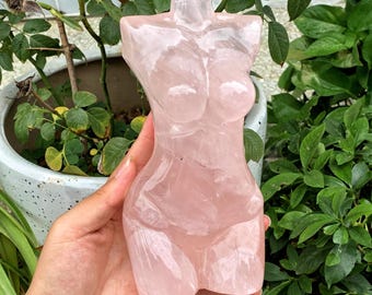 7" Natural Rose Quartz Goddess,Quartz Crystal Goddess,Crystal Body Sculpture,Crystal Energy,Home Decor,Reiki Heal,Crystal Gifts 1pc