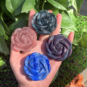 2&quot; Natural Mix Quartz Rose, Crystal Rose, Crystal Flower,Flower Sculpture, Home Decoration, Mineral Specimen, Crystal Heal, Crystal Gift 1pc