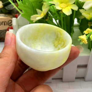 1 cuenco de jade amarillo natural de 2 pulgadas hecho a mano, copa de cristal de cuarzo, curación de cristal, decoración del hogar, muestra mineral, escultura de cristal, regalos de cristal