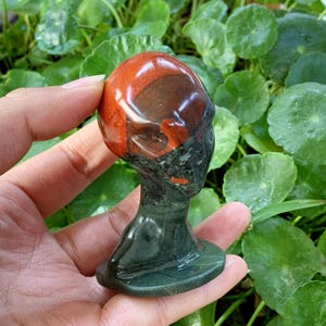 2.9&quot; Natural Bloodstone Alien Skull,Crystal Skull,Crystal Alien,Quartz Alien,Alien Sculpture,Mineral specimen,Crystal Gift,Home Decor