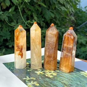 70g+ Natural Golden Healer Obelisk Tower,Quartz Crystal Point Wand,Crystal Tower,Home Decor,Reiki Heal,Crystal Gifts,Energy Crystal