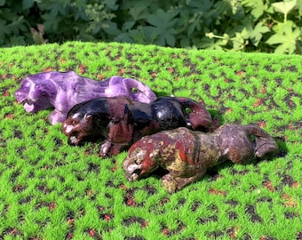 5.6インチ 天然無名石ヒョウ、クォーツクリスタル彫刻、クリスタル