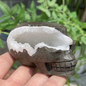 270g Natural Calcite Crystal skull,Hand Carved Skull,Crystal Skull,Reiki Healing Statue Collection,Mineral Specimen,Home decor,Crystal Gift