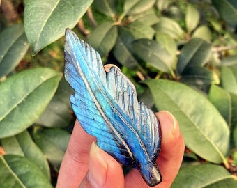 5cm+ Natural Labradorite Feather,Crystal Feathers,Home Decor,Reiki Healing,Crystal Gifts 1pc