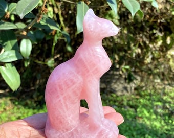4'' Natural Rose Quartz Sphynx Cat,Crystal Animal,Home Decoration,Reiki healing,Energy Gift