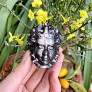 1.9&quot; Natural Silver Obsidian Snake Woman,Quartz Snake,Crystal Snake,Snake Sculpture,Mineral samples,Home Decor,Reiki healing,Crystal Gifts