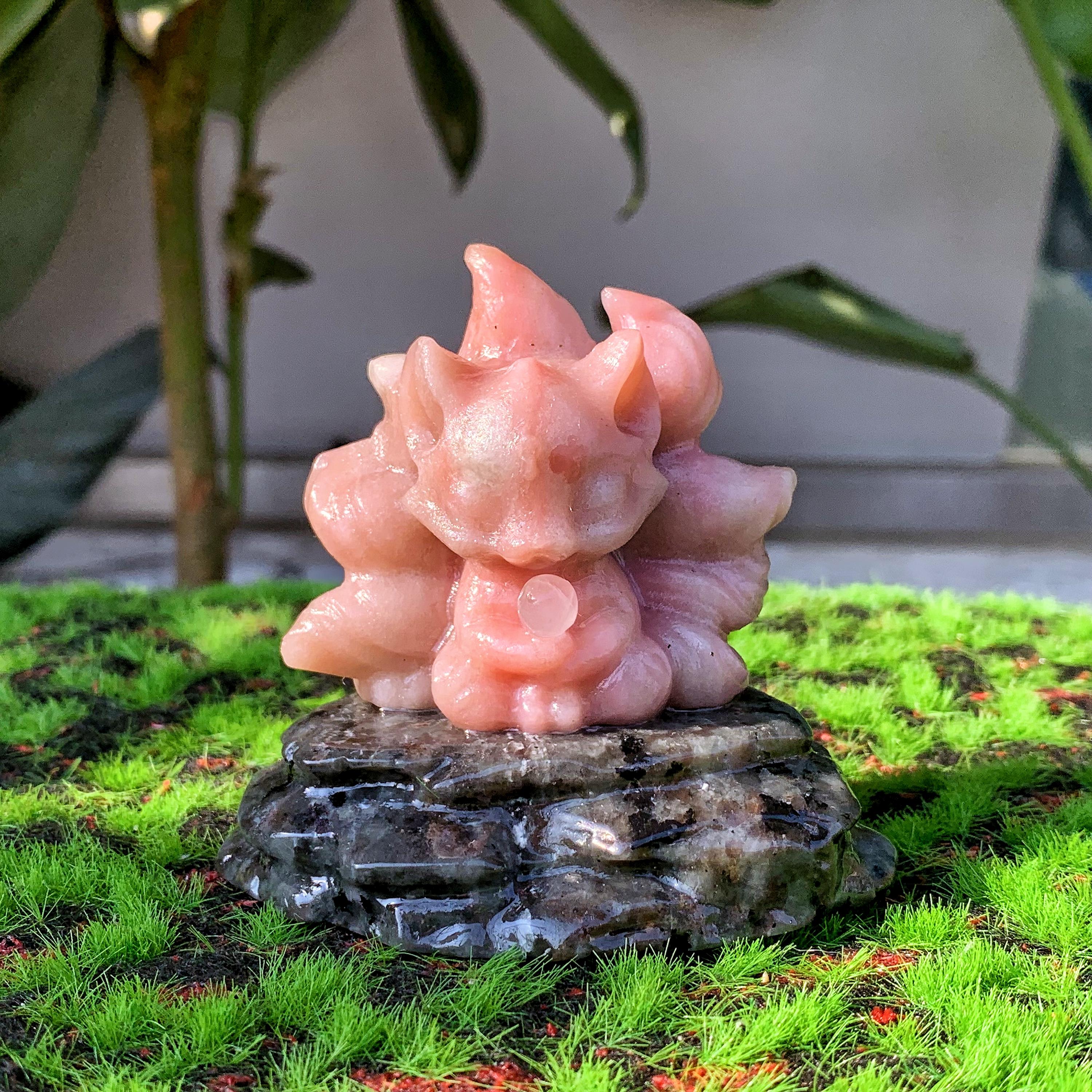 2.9“ Natural Pink Opal Nine-tailed Fox,quartz Fox,crystal Fox
