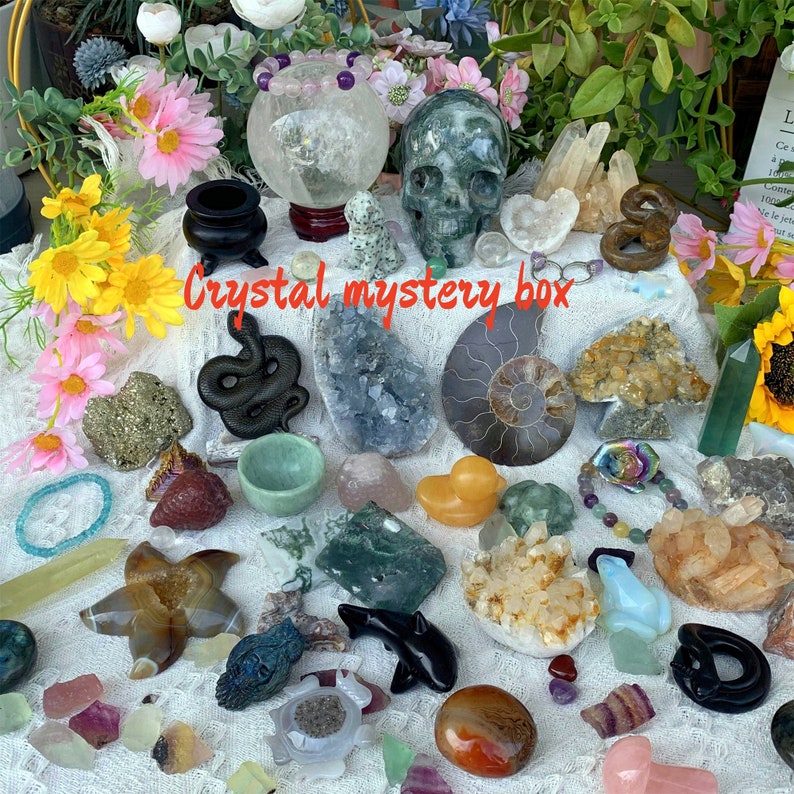 50% off, today onlyMystery Box, Mystery Lucky Scoop, Lucky Crystal, Crystal Set, Rocks and Minerals, Crystal Gift Box,Surprise Crystal image 1