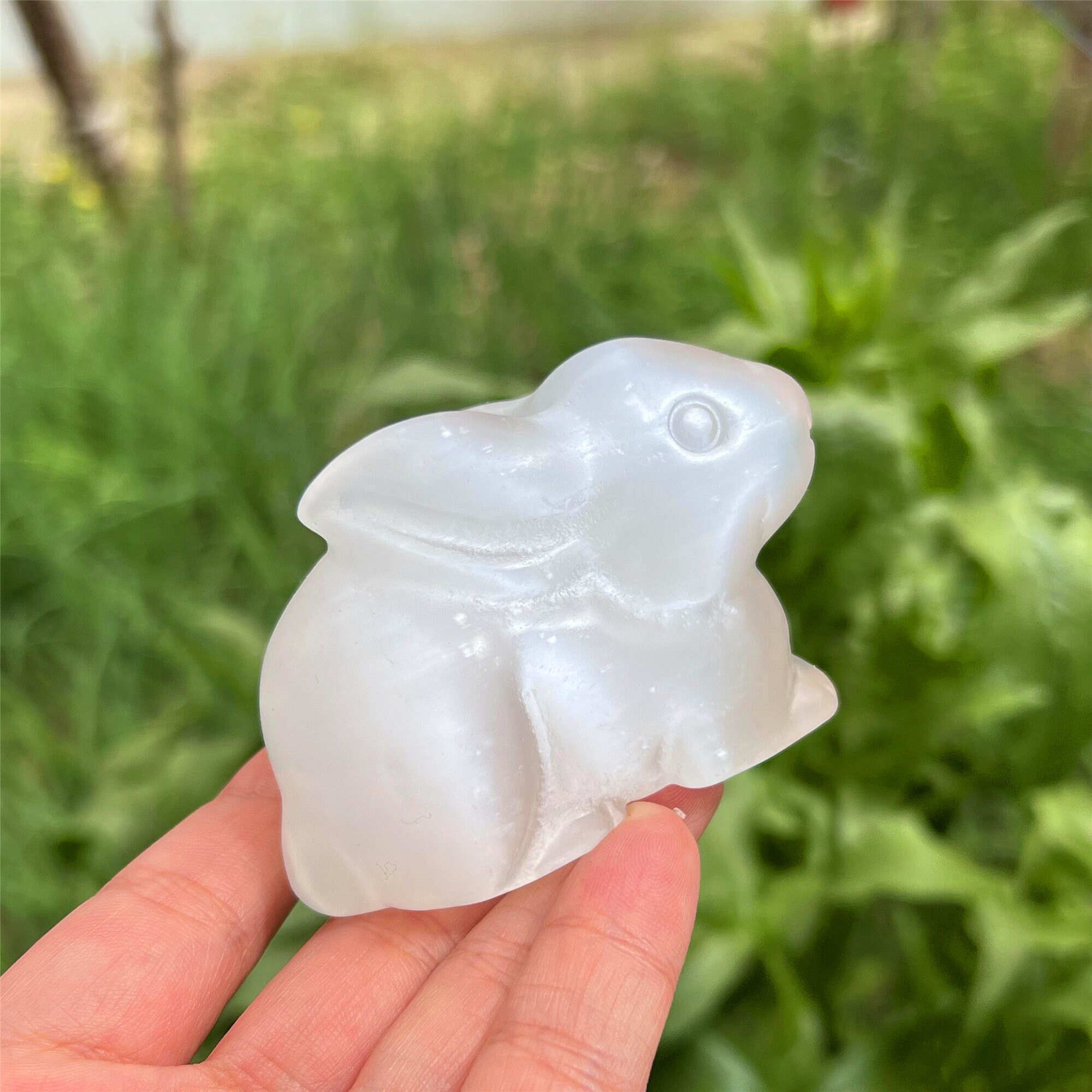 Make Rabbit Specimen Natural Selenite Rabbit,quartz Animal Figurines,mineral Specimen,home ...