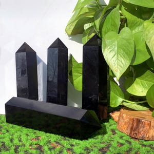 Natural Obsidian Tower Point,Crystal Tower,Black Gemstone Tower,Crystal Obelisk Wand,Chakra Tower,Polished Crystal,Quartz obelisk,Home Decor