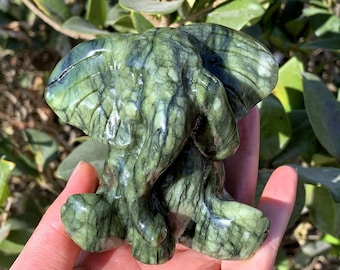 3.3“ Natural Green Jade Elephant,Quartz Elephant,Crystal Elephant,Elephant Sculpture,Home Decor,Mineral Specimen,Crystal Chakra,Crystal Gift