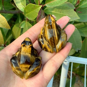 2&quot; natuurlijke tijgeroogkikker, kwartskikker, kristallen kikker, kikkersculptuur, kristaldier, huisdecoratie, mineraalmonsters, reikigenezing, kristalcadeau