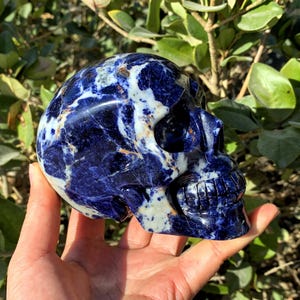 4.5&quot; Natural Blue Sodalite Skull,Quartz Crystal Skull,Skull Carving,Gem Skull,Crystal Heal,Reiki Heal,Home decoration,Crystal Gifts 1PC