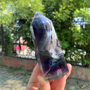 4.7&quot; Natural Rainbow Fluorite Obelisk,Fluorite Tower,Quartz Wand Piont,Crystal Tower,Home Decor,Mineral Specimen,Crystal Gift,Energy Crystal