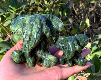 3.3“ Natural Green Jade Elephant,Quartz Elephant,Crystal Elephant,Elephant Sculpture,Home Decor,Mineral Specimen,Crystal Chakra,Crystal Gift