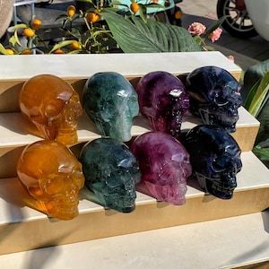3.3" Natural Fluorite Skull,Quartz Crystal Skull,Skull Sculpture,Skull Carving,Gem Skull,Crystal Heal,Reiki HeaL,Home decor,Crystal Gift 1PC