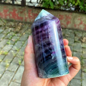 4.7&quot; Natural Rainbow Fluorite Obelisk,Fluorite Tower,Quartz Wand Piont,Crystal Tower,Home Decor,Mineral Specimen,Crystal Gift,Energy Crystal