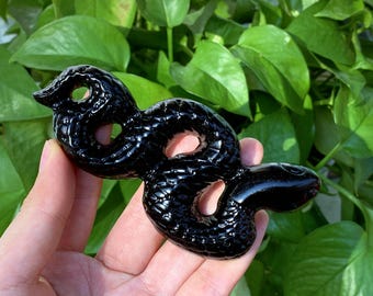 4.2“ Natural Obsidian Snake,Quartz Snake,Crystal Snake,Snake Sculpture,Home Decor,Mineral Specimen,Crystal Chakra,Crystal Heal,Crystal Gifts