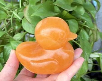 3,4" natuurlijke gele calciet eend, kwarts eend, kristallen eend, eendensnijwerk, mineraal exemplaar, woondecoratie, reikigenezing, kristallen geschenken