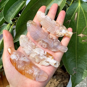 Natural Flower Agate Feather,Quartz Crystal Feather,Quartz Feather Carved,Mineral Specimen,Home Decoration,Reiki Healing,Crystal Gifts 1pc