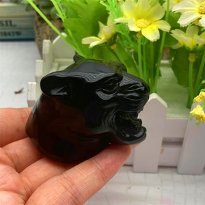 2" Natural Hand Obsidian Leopard Skull Carved,Crystal Skull,Reiki Healing,Home Decoration,Mineral Specimen,Reiki Crystal Gifts