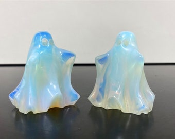 Opalite Ghost Skull, Hand Carved Crystal Figurine
