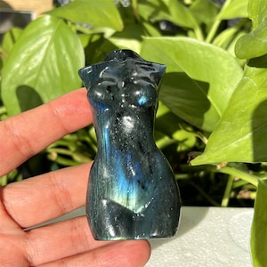 1PC 3&quot; Natural Hand Labradorite Goddess Model,Quartz Crystal Body,Crystal Heal,Crystal Energy,Crystal Sculpture,Reiki Heal,Crystal Gifts
