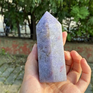 4.5&quot; Natural Lepidolite Plum Blossom Jasper Obelisk,Crystal Obelisk,Quartz Wand Piont,Crystal Tower,Home Decor,Mineral Specimen,Crystal Gift