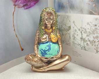 6“ Blue Statue Of Goddess Gaia Sculpture,Resin Decorations,Mother Earth Resin Decorations,Goddess Gaia Carved,Gift,Religious Decorations 1pc