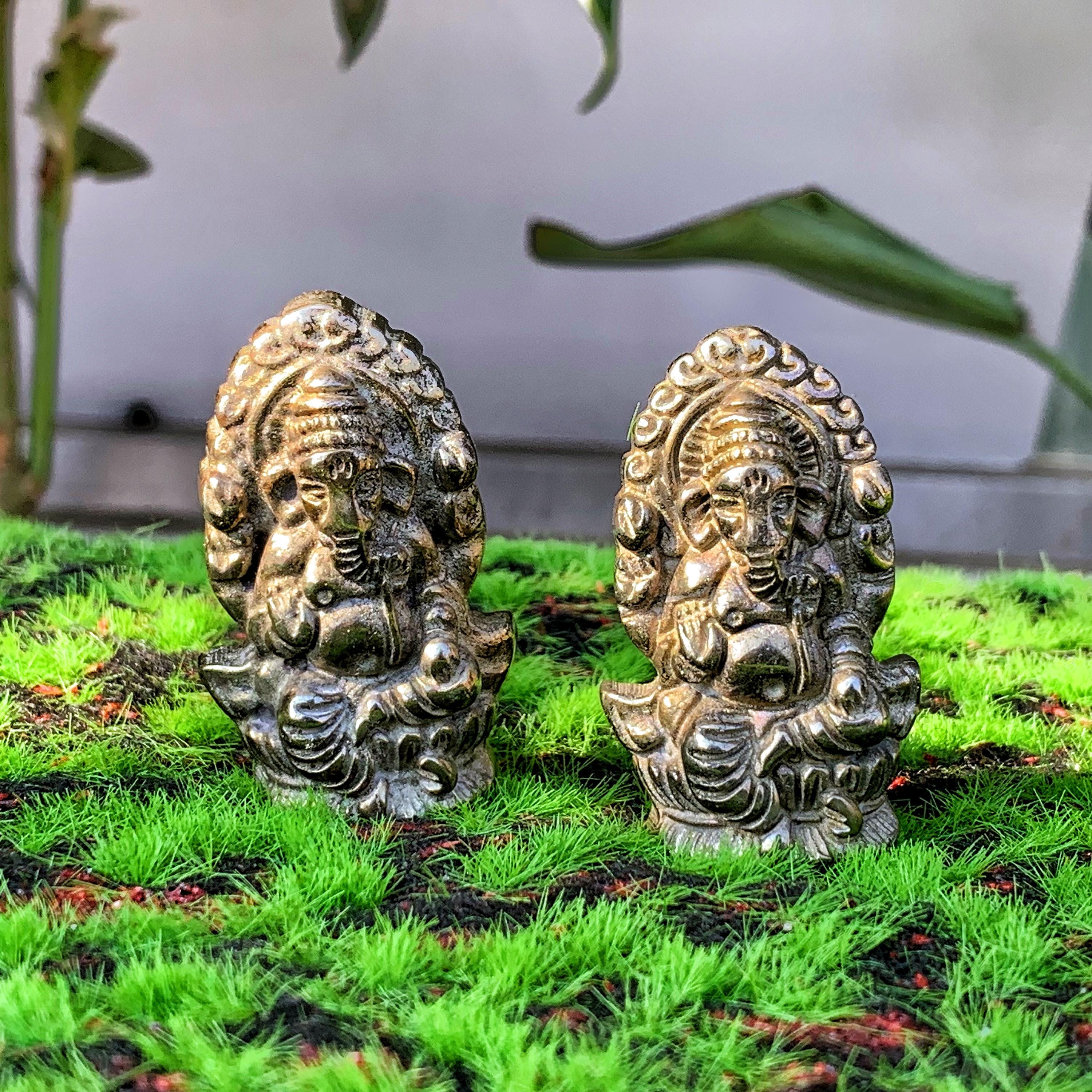 石彫仏像 1.8インチ天然黄銅鉱仏像、クリスタル象、クォーツ象の彫刻、ホーム