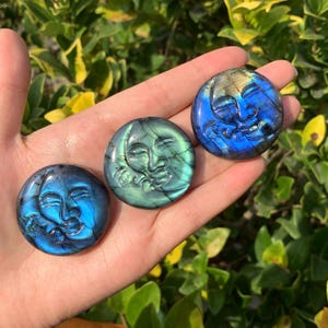 1.5&quot; Natural Labradorite Sun Moon,Quartz Crystal Sun moon,Quartz Crystal Sculpture,Home Decor,Crystal Collection,Reiki Heal,Crystal Gift