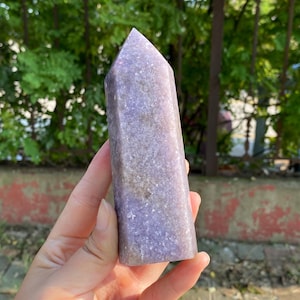 5.3&quot; Natural Lepidolite Plum Blossom Jasper Obelisk,Crystal Obelisk,Quartz Wand Piont,Crystal Tower,Home Decor,Mineral Specimen,Crystal Gift