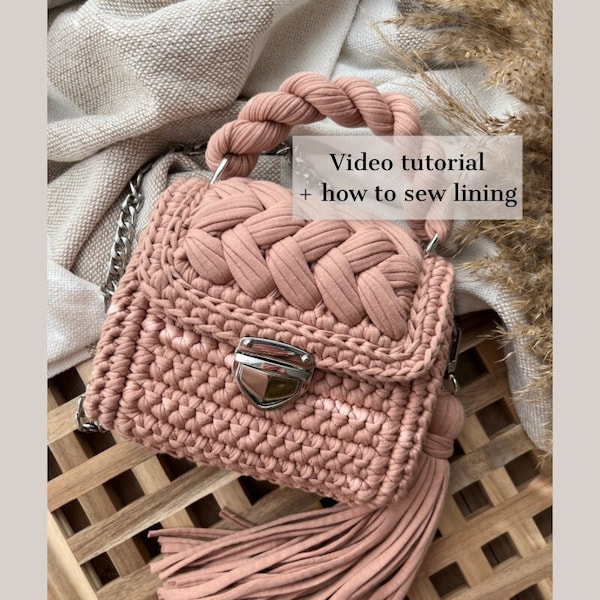 Crochet bag pattern, step by step video tutorial, diy crafts and projects, handmade accessories, marshmallow bag, puff stitch instructions,