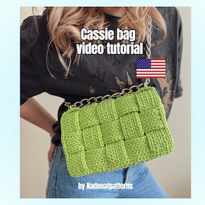 Video Anleitung für gehäkelte Tasche - T-shirt Garn Geldbörse, High Fashion Accessoires, DIY Projekt, Designer inspiriert, karierte Tasche, analoge Hobbys