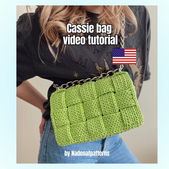 Crochet Bag Video Tutorial - T-shirt Yarn Purse, Handmade Crossbody Bag, High Fashion Accessories, Designer Inspired, English PDF