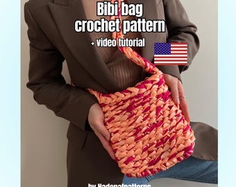 Crochet Bag Pattern: Satin Ribbon and T-shirt Yarn Crossbody Bag, English PDF with Video