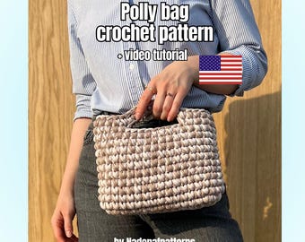 Chunky Crochet Bag Pattern: Beginner-Friendly T-Shirt Yarn Handbag, English PDF with Video Tutorial
