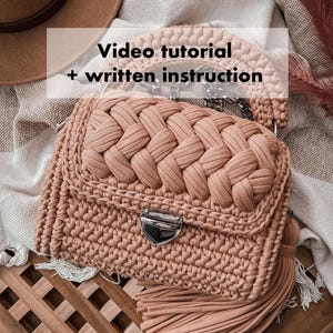 Crochet bag pattern, detailed video tutorial, step by step pattern, high fashion diy crocheted purse, do it yourself handmade craft project