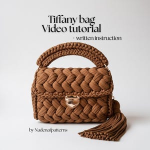 Patroon gehaakte tas: tas van T-shirtgaren, stapsgewijze zelfstudievideo (Engelse pdf)