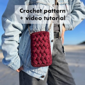 Haakpatroon telefoontas, videotutorial festivaltas, minitelefoonzakje, kleine telefoonaccessoires, knutselen, Engels pdf-bestand