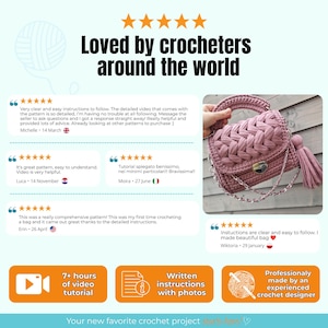 Haakpatroon voor een tas, gedetailleerde videotutorial, stapsgewijs patroon, trendy doe-het-zelf gehaakte tas, handgemaakte handtas, Engelstalig PDF-bestand afbeelding 4