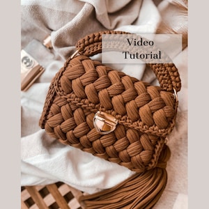 Crochet bag video tutorial, marshmallow bag crochet pattern, handmade fashion accessories, diy project for crocheter, step by step crafts
