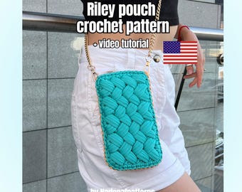 Phone bag crochet pattern, festival bag video tutorial, mini phone pouch, small phone accessories, diy crafts, english PDF file