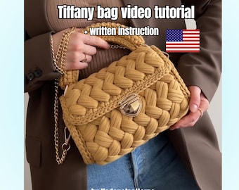 Crochet Bag Pattern - T-Shirt Yarn Purse, Step by Step Video Tutorial, English PDF, Available with Subtitles